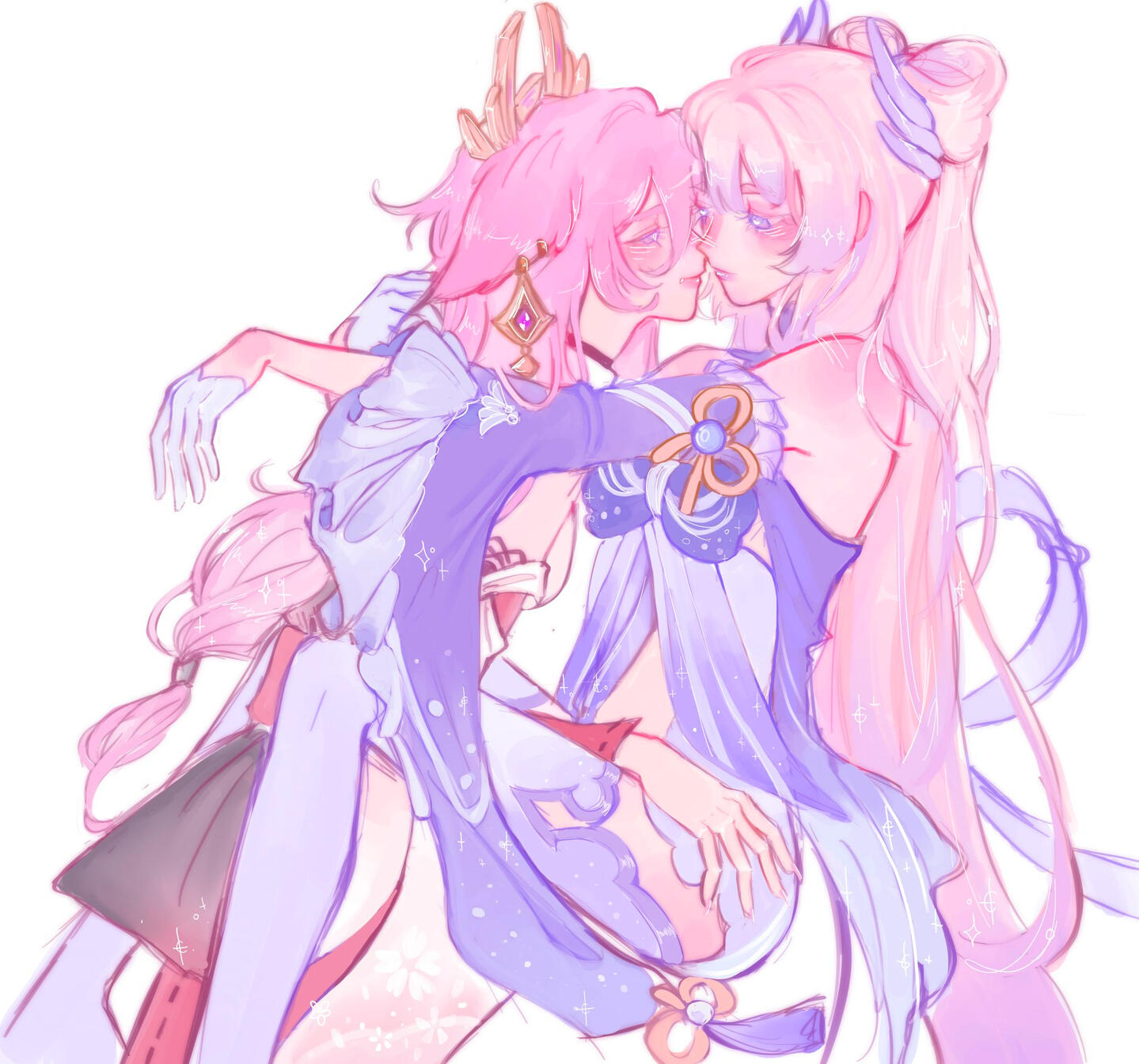 fanart of kokomi and yae being very close